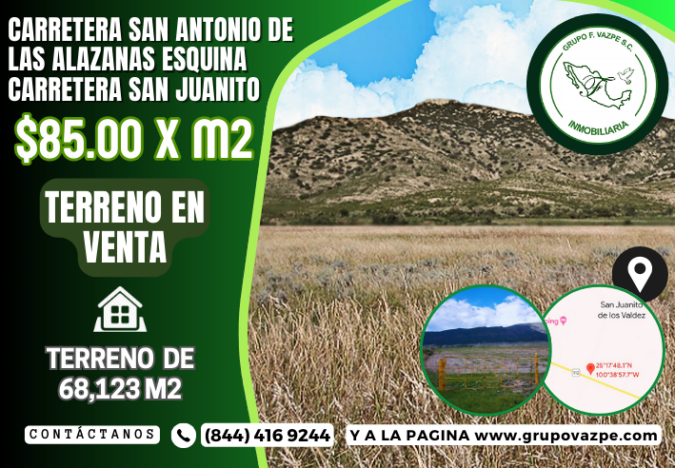 Oportunidad:  En Terreno en la Intersección de San Antonio de las Alazanas y San Juanito”